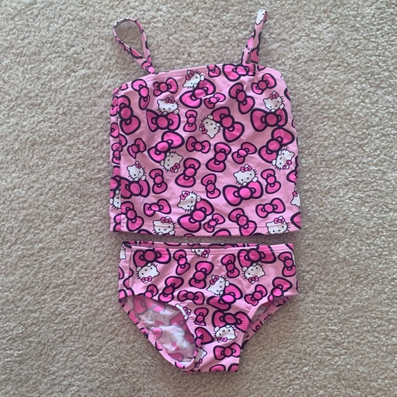 Sanrio Hello Kitty Swimsuit Tankini & Sunhat 2T - Picture 6 of 12